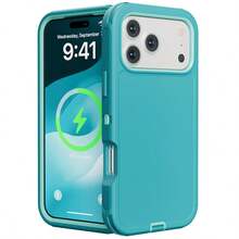 Suitable 17/16/15/14/13 Series Three-Layer Thickened Heavy-Duty Protective Case, Heavy-Duty Anti-Fall Full-Body Strong Shockproof Three-Layer Sturdy Protective Mobile Phone Case, 3-In-1 Sturdy And Durable Protective Case, Halloween, Christmas, Easter And Thanksgiving, Perfect Male/Girlfriend Holiday And Birthday Gift Selection - Light Blue - 查看 18