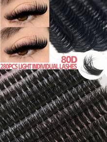 280 Clusters Of D Curled False Eyelashes Russian Cartoon Design Slim 80P Cat-Eye Segmented False Eyelashes 8-16mm Mixed Size Natural Soft Thick And Stylish Suitable For Daily, Party, Stage, Travel Makeup, A Must-Have For Mother's Day, Easter, Thanksgiving, Christmas, Halloween Eye Makeup Suitable For Beginners