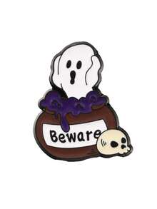 1pc/6pcs Dark Gothic Demon, Ghost, Pumpkin, Skull Brooch Pins, Halloween Costume Decor, Gothic Vibe Party, Special Occasion Christmas Gift