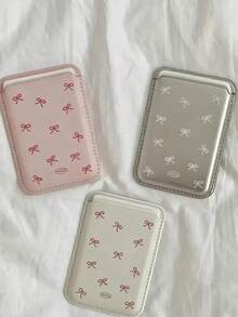 1pc Korean Indie Girly Bowknot Leather Magnetic Wireless Charging Magsafe Card Holder Phone Case Compatible With IPhone 17/16 Pro Max/15 Pro, Apple 14/13/12/11