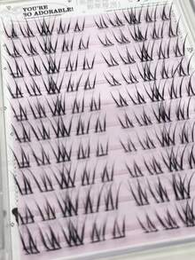 100pcs White Magnolia Glue-Free Segmented Cluster False Eyelashes, Natural & Realistic Asymmetrical Horizontal Enlargement Single Cluster Transparent C-Curl Eyelashes