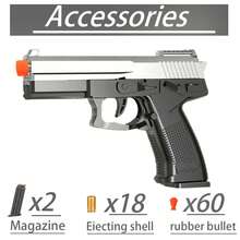 60 Soft Foam Projectiles With 3 Magazines & 18 Shells, Outdoor Toy For Kids-Perfect Gift For Christmas And Halloween - DSP-black Silver - View 6