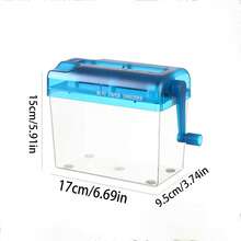 1pcs Mini Hand-Crank Paper Shredder - Portable For Home, Office, And School Use, No Electricity Required, Anti-Slip Base, Compact Office Desktop Document Shredder, Ideal Birthday Gift - Blue - View 4