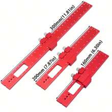 3-Piece Precision Carpentry Pocket Ruler With Sliding Stop - Aluminum T-Track Ruler, 6.3"/7.9"/11.8", Dual Imperial And Imperial Measuring Tools For DIY And Professional Carpentry, Lightweight Rectangular Centerpoint Line Marker For Wood Measuring And Marking - 紅色 - 查看 3