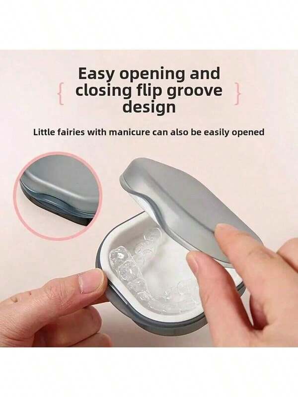 Caja portátil de almacenamiento para retenedores dentales, estuche invisible para alineadores, caja de almacenamiento multifuncional para el cuidado oral, a prueba de humedad, resistente a olores, diseño sellado duradero, para la protección de aparatos de ortodoncia (con espejo)