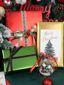 1 Roll Matte Metal Wrapping Paper, Christmas Matte Wrapping Paper Rolls, Gold, Green And Red, Gift Wrapping Paper, Perfectly Suitable For Weddings, Valentine's Day, Birthdays, Christmas, DIY Bouquets, Metallic Texture Christmas Gift Wrapping Paper, DIY Christmas Element Decorative Paper For Accessories, Solid Color Patterns, Matte Wrapping Paper, Halloween, Thanksgiving Decoration, Autumn, Winter