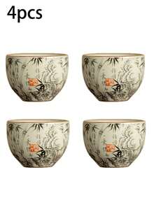 1/2/4/6pcs Ceramic Tea Cups, Vintage Household Guest Tea Cups, Kung Fu Tea Cups, Black Tea Cups, Water Cups, Espresso Cups, Gift Cups, Suitable For Daily Use, Gatherings, Parties - Multicolor - View 14