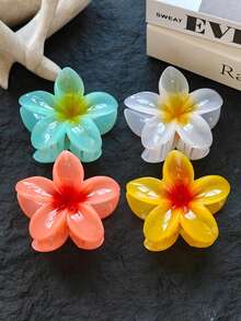 6个/3个/1个 8厘米/3.14英寸 黄色、白色、蓝色、紫色、红色、粉色仙女塑料发夹，时尚百搭，优雅简约纯色发饰，适合日常佩戴、休闲、派对、通勤、度假、扎马尾、盘发、洗脸、化妆、搭配服装。花朵造型发夹，优雅发爪，夏季沙滩风情。 - 彩色 - 查看 15