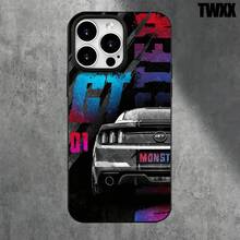 Fundas y carcasas protectoras para phone con diseño de pintura trasera de coche negro y orificios grandes. Compatibles con phone 16 Pro Max, 16, 15 Pro, 14, 14 Plus/14 Pro Max, 13, 13 Pro, 12 Pro, 11/11 Pro. Regalos para cumpleaños y festividades - Negro - Ver 6