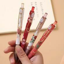 At The Beginning Of The School Year, The Students Chased After Me Asking Where I Bought This Pen!!! 4 High-Quality, Highly Attractively- Pens With A Retractable Flower Shape, 0.5 Mm Black Ink Gel Pen, Cute Aesthetic Pen For Women, Office And School Pen, Office And School Supplies Back To School