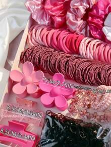 1085/1090/1045pcs/Set Warm Color Hair Accessory Set, Includes Satin Texture Scrunchies, Satin Hair Ties, Polka Dot Hair Ropes, Bow Hair Accessories, High Elasticity Rubber Band Set, Exquisite Small Hair Accessories With Rich Details - Suitable For Girls And Women, Meets Daily, Party And Other Occasion Needs, A Treasure Choice For Creating Sweet Style - Multicolor - View 3
