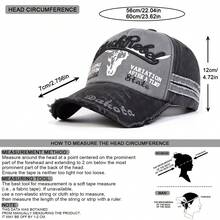 1pc Men's Letter Washed Baseball Cap, Adjustable Distressed Outdoor Sun Hat, Suitable For Casual Wear, Spring/Autumn Travel, Beach, Party - Multicolor - View 2