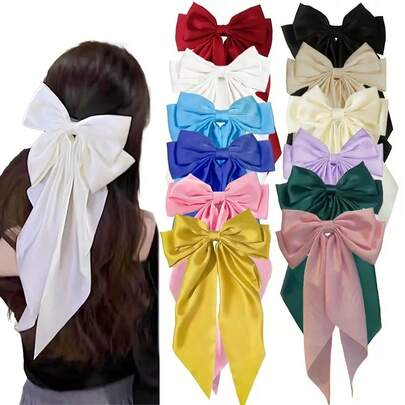 12pcs Satin Bow Headbands With Metal Buckle - Cute Solid Color Fabric Hair Accessories Suitable For Women, Great For Thanksgiving Or Casual Wear,Fall,Hair Accessories,Hair Accessories For Women,Travel,Hair Accessories,Accessories Women,Hair Accessory,Hair Accessories Women,Hair Tools,Hair Stuff,Stuff,Beauty Accessories,Gifts,Travel,Gifts For Women,Hair Stuff,Stocking Stuffers