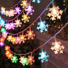 1 件 1.5M10LED/3M20LED/6M40LED 圣诞雪花电池盒灯串，不含电池，圣诞气氛装饰，适用于节日、圣诞树、派对、客厅、卧室、房间、阳台装饰 - 電池盒雪花燈串 - 查看 2
