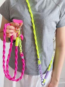 Cordón para teléfono tipo bandolera con colgante en forma de corazón, correa de bolso de doble extremo, accesorio de cuerda trenzada de colores para colgar cámara como accesorio para mochila de mujer