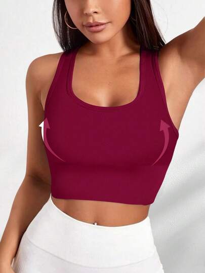 Yefecy Solid Ribbed Knit Yoga Sports Bra,Shockproof Gathering No Steel Ring BH Women, Activewear view 5