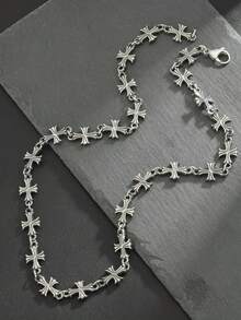 1 件个性化朋克风格男士首饰套装，嘻哈十字架项链手链，适合女士 Y2k 配饰