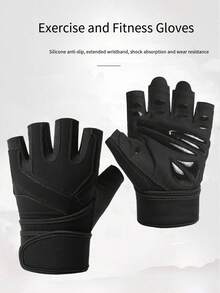 2pcs Weight Lifting Gym Workout Gloves With Wrist Wrap Support For Men & Women, Full Palm Protection, For Weightlifting, Training, Fitness, Hanging, Pull Ups