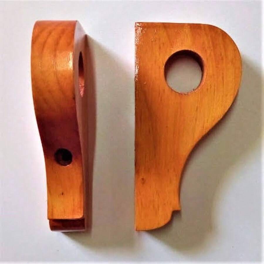 One Inch Wooden Curtain Rod Support Brackets - Nogal - View 1