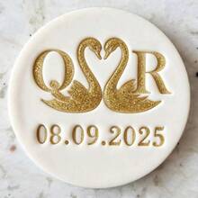 Customize Text With 2 Cookies Cake Decorations DIY Cutters Sugar Cake Templates Wedding Clay Fondant Embosser Name Cake Mold Handmade Cookie/Biscuit Embosser Stamp