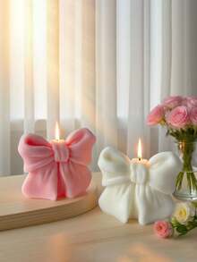 1pc 3D Bowknot Silicone Mold, Suitable For DIY Scented Soap/Candle/Resin/Plaster Crafts - Silicone Material, Easy Demold And Reusable, Great For Party/Home Decor And Christmas Candle Making - White - View 5