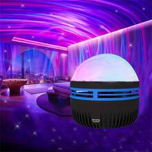 [Remote Control RGB Aurora Starry Sky Projector] LED Starry Sky Projector Night Light, With Remote Control And Voice Control RGB Aurora Northern Lights Effect, Multi-Color Desktop Decorative Lighting, Suitable For Bedroom, Living Room, With Non-Rechargeable Button Battery
