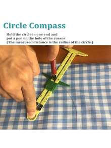 1 pieza Juego de reglas de costura 5 en 1 para principiantes, que incluye regla en forma de T, guía de dobladillo, calibrador de margen de costura, anillos, discos y rueda de trazado, regla práctica y divertida, adecuada para útiles escolares, regalo pequeño de Navidad