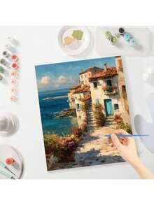 1 Set Adult DIY Digital Oil Painting, Rural Landscape Acrylic Paint By Numbers, Beginner Craft Kit, 40x50cm/16x20in, Frame Not Included - Multicolor - View 4