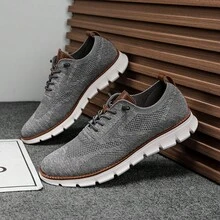 双星581男士休闲透气运动鞋，适合日常穿着 - 深灰淺灰 - 查看 5