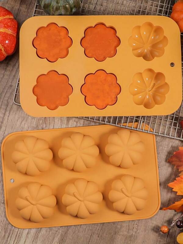 1 pièce Moule à gâteau pour le festival de la récolte d'automne et Halloween, 6 trous, moule à gâteau et chocolat en silicone pur