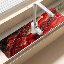 1 miếng lót thoát nước bồn rửa họa tiết bãi biển màu đỏ nghệ thuật, miếng lót vòi nước nhà bếp/phòng tắm chống trượt bằng đất tảo cát và cao su khô nhanh, thấm hút độ ẩm, miếng lót thoát nước bằng silicon chống trượt bằng bùn tảo cát, miếng lót thoát nước nhà bếp gia dụng, miếng bảo vệ bồn rửa mặt, phù hợp với mọi loại vòi nước trong phòng tắm và nhà bếp. - Nhiều màu - Xem 8