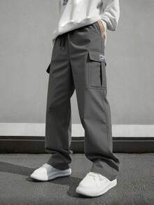 Men's Practical Cargo Pants, Suitable For Outdoor Travel. This Utility Pants Feature Multi-Pocket Design, Combining Campus Style. It's An Excellent Gift For Boyfriend Or Husband. - Grey - View 6