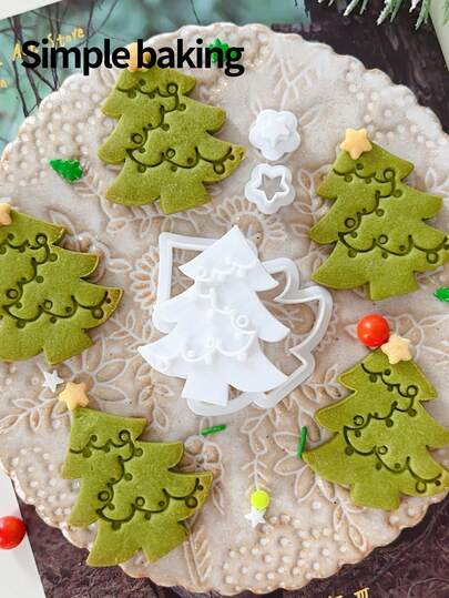 A Christmas Cookie Cutters, Kitchen Parent-Child Cookie Mold, Christmas Tree Cookie Stamp, Christmas Decoration, Cake Decoration Cookie Shaper, Dessert Making Tool Christmas Christmas Decorations Christmas Pajamas Christmas Gifts Christmas Decor