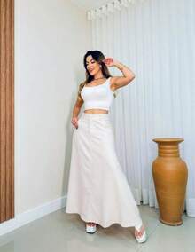 WOMEN'S LONG TAILORED SKIRT, EVANGELICAL FASHION, HIGH WAIST - OFF - View 2