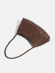 女士手工编织腋下包，2025新款百搭休闲复古蔬菜篮手提包、托特包和单肩包 - 摩卡棕 - 查看 3