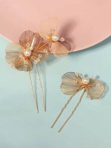2pcs/Set Elegant Butterfly Shaped Hair Clips, Bridal Wedding Hair Accessories
