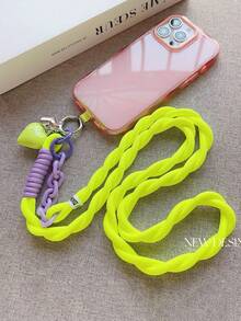 Cordón para teléfono tipo bandolera con colgante en forma de corazón, correa de bolso de doble extremo, accesorio de cuerda trenzada de colores para colgar cámara como accesorio para mochila de mujer