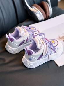 1 Pair Purple Kids' Sports Shoes, Soft Non-Slip Sole, Fashionable , Versatile For All Seasons Outdoor Wear - Purple - View 5