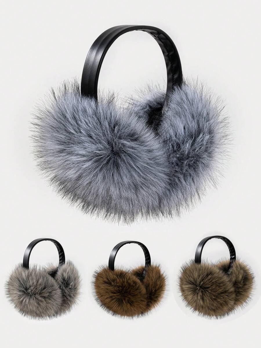 1pc Men's Plush Minimalist Earmuffs, Suitable For Winter Warmth And Fashion - Solid Color - View 1