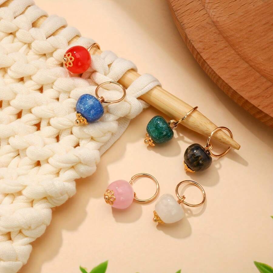 6 Stücke Kunststoff Strickmaschen Markierer, süße Strickmaschen Halter, Pullover Strickmaschen Markierer, für Stricken, Häkeln, Nähen, Strick-DIY und Handwerk, ideales Geschenk für Nähbegeisterte (zufällige Farbe)