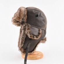 Men's Winter Hat With Earflaps Warm Pu Leather Earflap Hats Snow Cap Caps Protection Hat Winter Warm