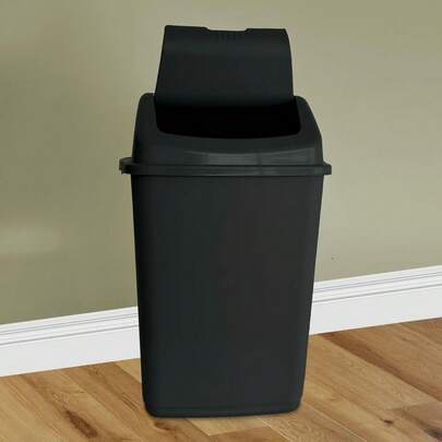 60L Black Plastic Spin Bin, Durable