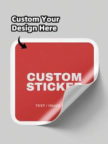 1-108pcs Customizable Square Stickers - Includes Any Design, Image, Logo, Text, Waterproof, Personalized Thank You Labels, Unique Ideal Gift For Friends, Sons, Daughters, Students, Employees, Kids, Schools, Families, Offices, Etc. - White - View 2