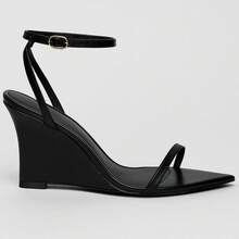 Women's Wedge Heel Sandal, 8cm Pointed Toe, EVA, Open Back, Party, Wedding, Nightclub - 黑色 - 查看 4