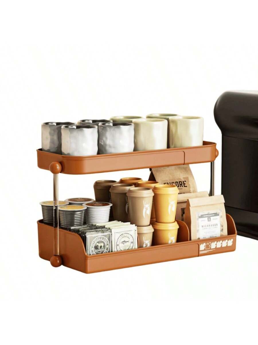 Estante de almacenamiento de dos niveles - Café