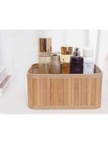 3 Pieces/Set Bamboo Woven Storage Baskets - Desktop Storage, Cosmetic Woven Storage Boxes, Bamboo Woven Storage For Toys & Snacks, Kitchen Storage, Bedroom Decoration, Home Decoration (Handmade Woven Products, With Color Difference, Raw Edges And Joints)