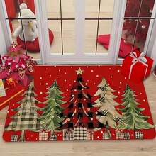 1/2/3 piezas Juego de alfombrillas de cocina navideñas acolchadas de 0.47 pulgadas/1.2 cm - Diseño con árbol de Navidad y camión, alfombras de franela antifatiga para decoración navideña, perfectas para sala de estar, dormitorio, comedor y talla grande - Multicolor - Ver 16