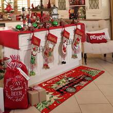 1/2/3 piezas Juego de alfombrillas de cocina navideñas acolchadas de 0.47 pulgadas/1.2 cm - Diseño con árbol de Navidad y camión, alfombras de franela antifatiga para decoración navideña, perfectas para sala de estar, dormitorio, comedor y talla grande - Multicolor - Ver 12