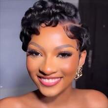 Culry Lace Front Wig For Women Short Bob Wig Human Hair Pre Plucked Pixie Cut Wig 13x4 Lace Wig With Baby Hair 1B Color 200% Density - Ginger - View 4