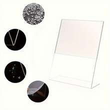 2 piezas Soporte inclinado de acrílico de 4x6 pulgadas: Soporte inclinado para exhibir letreros, menús, volantes y documentos - Organizador de escritorio transparente para cafés, tiendas, oficinas, bares y restaurantes